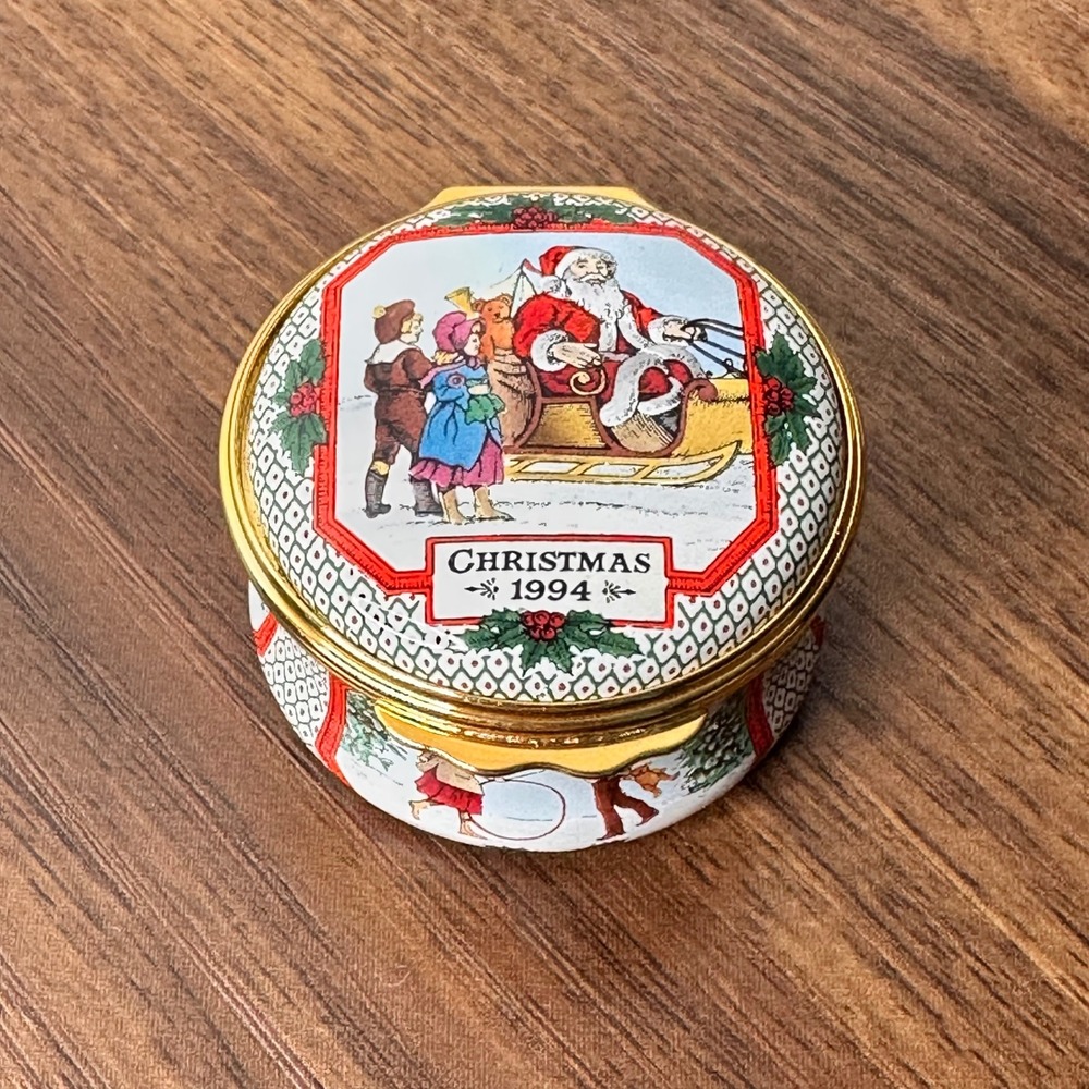 Halcyon Days‎ Enamels Christmas 1994 Bilston & Battersea Trinket Box England